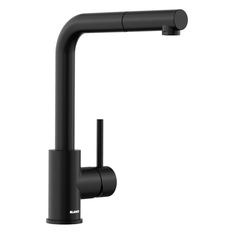 BLANCO Mila-S Single Lever Kitchen Mixer Tap with Pull Out Spray in Black Matt