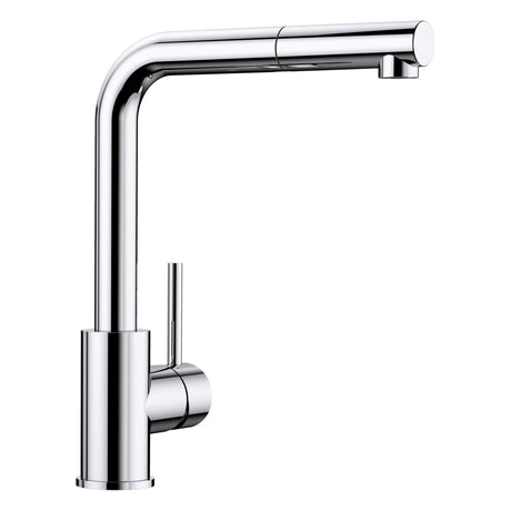 BLANCO Mila-S Single Lever Kitchen Mixer Tap with Pull Out Spray in Chrome