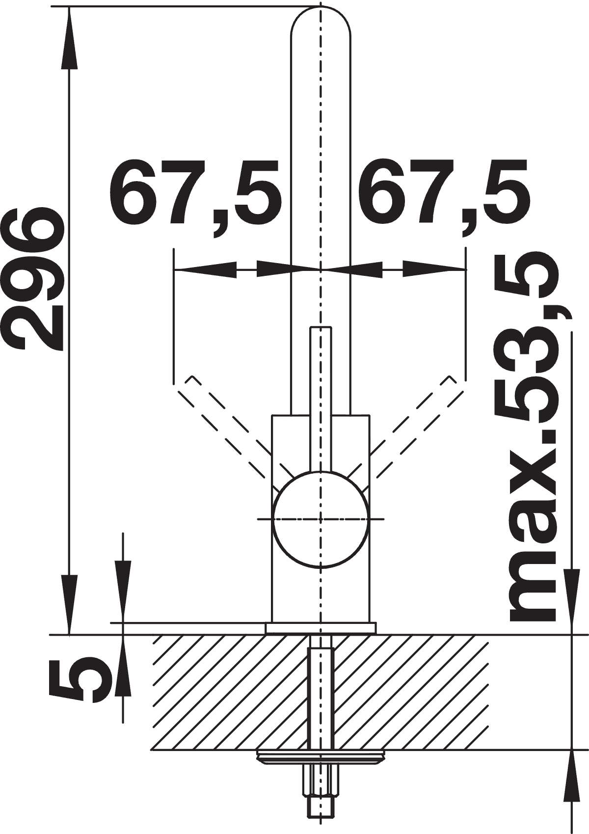BLANCO Mila-S Single Lever Kitchen Mixer Tap with Pull Out Spray Side View with Lever