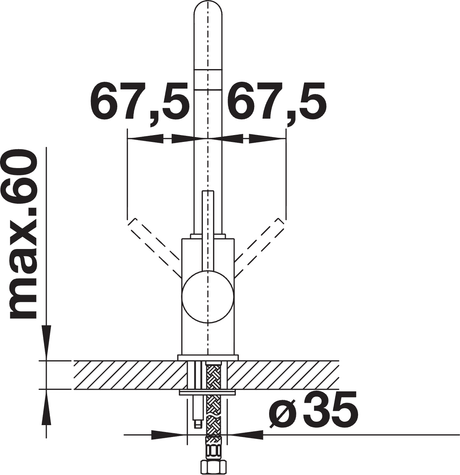 BLANCO Mili Single Lever Kitchen Mixer Tap Side View with Lever