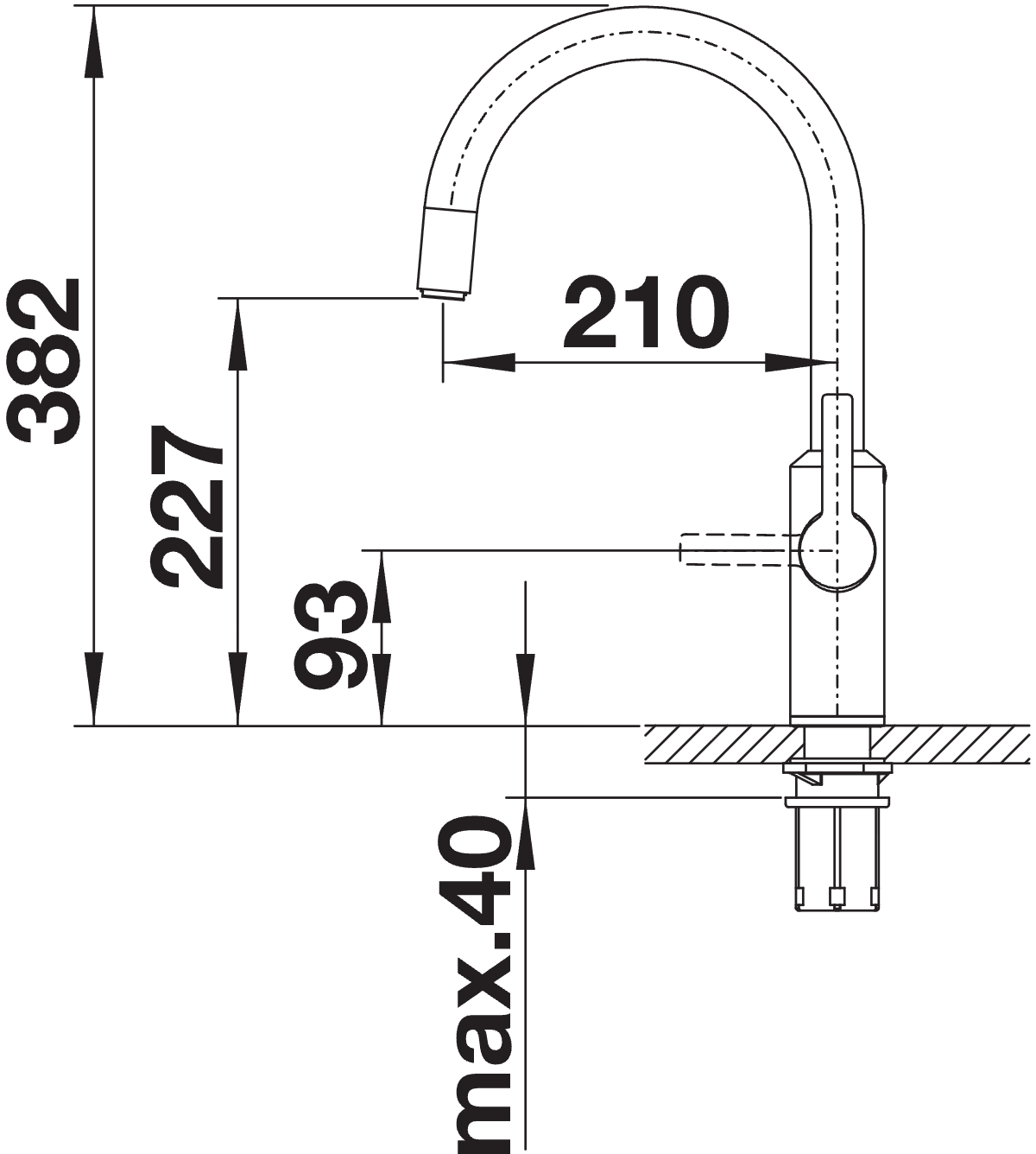 BLANCO Tampera Boiling Water 3-in-1 Kitchen Tap Side View with Lever