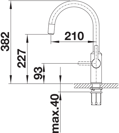 BLANCO Tampera Boiling Water 3-in-1 Kitchen Tap Side View with Lever