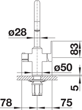 BLANCO Tampera Boiling Water 3-in-1 Kitchen Tap Technical Drawing