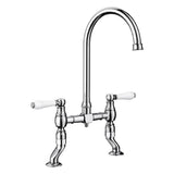 BLANCO Vicus Bridge Twin Lever Kitchen Mixer Tap in Chrome
