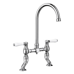 BLANCO Vicus Bridge Twin Lever Kitchen Mixer Tap in Chrome