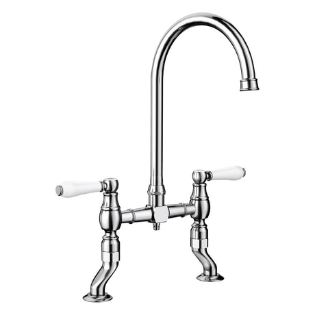 BLANCO Vicus Bridge Twin Lever Kitchen Mixer Tap in Chrome