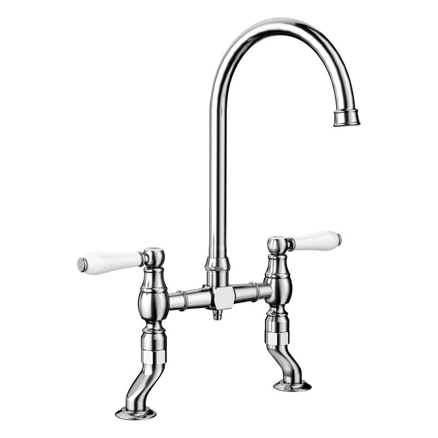 BLANCO Vicus Bridge Twin Lever Kitchen Mixer Tap in Chrome