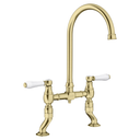 BLANCO Vicus Bridge Twin Lever Kitchen Mixer Tap in Satin Gold
