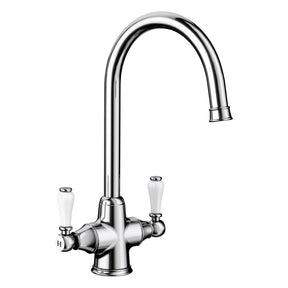 BLANCO Vicus Twin Lever Kitchen Mixer Tap with 360° Swivel Spout in Chrome