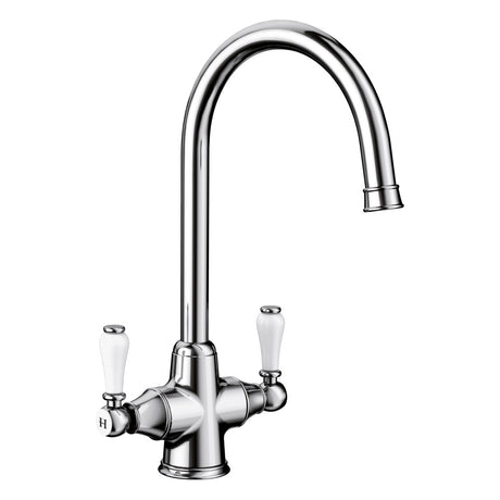 BLANCO Vicus Twin Lever Kitchen Mixer Tap with 360° Swivel Spout in Chrome