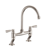 Rangemaster Traditional Belfast Bridge Kitchen Tap with White Tipped Lever Handles