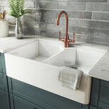 Rangemaster Belfast 2.0 Bowl Kitchen Sink in Fire Clay Ceramic with Large Capacity Bowls & Traditional Farmhouse Aesthetic
