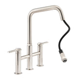 Abode Hex Dual Lever Pull Out Spray Bridge Kitchen Mixer Tap