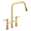 Abode Hex Dual Lever Pull Out Spray Bridge Kitchen Mixer Tap