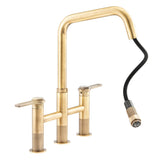 Abode Hex Dual Lever Pull Out Spray Bridge Kitchen Mixer Tap