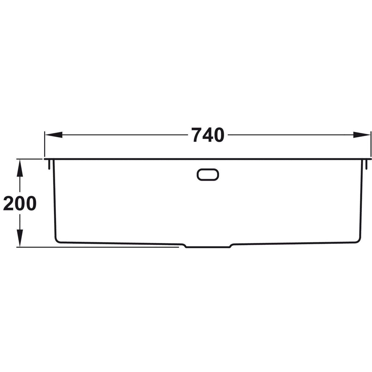 Depth Dimension for Rangemaster Kube Undermount Inset Mount  Single Bowl Kitchen Sink For 800mm Cabinet in  Stainless Steel Brushed