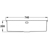 Depth Dimension for Rangemaster Kube Undermount Inset Mount  Single Bowl Kitchen Sink For 800mm Cabinet in  Stainless Steel Brushed
