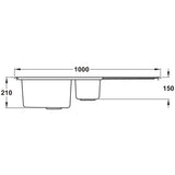 Rangemaster Arlington Inset Mount One and Half Kitchen Sink For 600mm Cabinet in Stainless Steel 
Brushed Depth Dimension