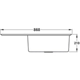Rangemaster Boston Inset Mount Single Bowl Kitchen Sink For 600mm Cabinet in Stainless Steel Left Depth Dimension