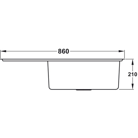 Rangemaster Boston Inset Mount Single Bowl Kitchen Sink For 600mm Cabinet in Stainless Steel Left Depth Dimension
