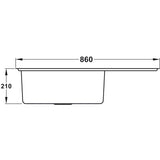Rangemaster Boston Inset Mount Single Bowl Kitchen Sink For 600mm Cabinet in Stainless Steel Right Depth Dimension
