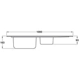 Smeg Inset Mount Single Bowl Kitchen Sink For 450 mm Cabinet in Stainless Steel Polished 56797610 Dimension
