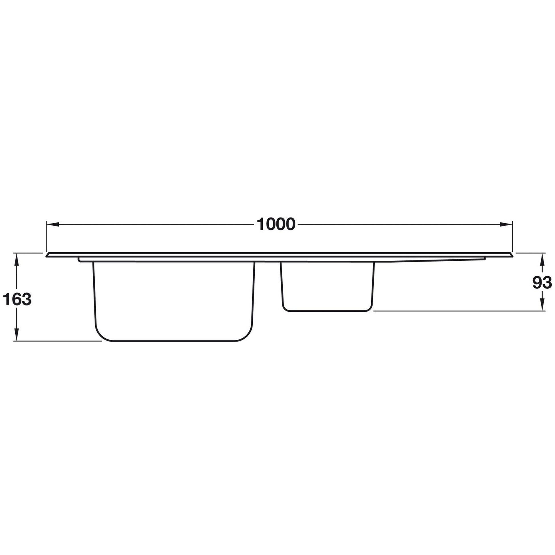 Smeg Inset Mount Single Bowl Kitchen Sink For 450 mm Cabinet in Stainless Steel Polished 56797610 Dimension