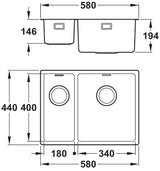 Abode Matrix R15 One And Half Bowl Kitchen Sink in Stainless Steel