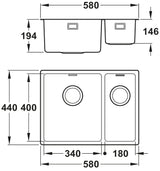 Abode Matrix R15 One And Half Bowl Kitchen Sink in Stainless Steel