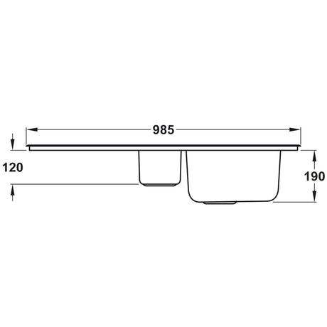 Rangemaster Houston Inset Mount One And Half Bowl Kitchen Sink For 600mm Cabinet in Stainless Steel Brushed 56560721 Dimension