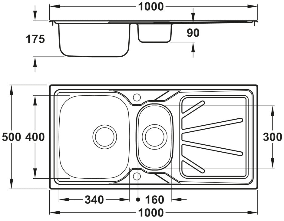 Abode Trydent Inset Mount One and Half Bowl Kitchen Sink in Stainless Steel