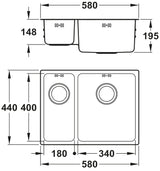 Abode Matrix R25 1.5 Bowl Premium Stainless Steel Inset/Undermount Kitchen Sink