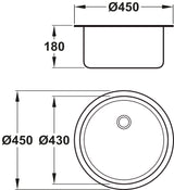 Häfele Bourne Inset Mount Single Bowl Kitchen Sink For 450mm Cabinet in Stainless Steel