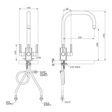 Technical Drawing with Dimensions for Triflow Concepts Original Newton Filtered Tap