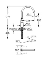 Grohe Ambi Contemporary Mixer Tap Polished Chrome With Dual Lever Monobloc