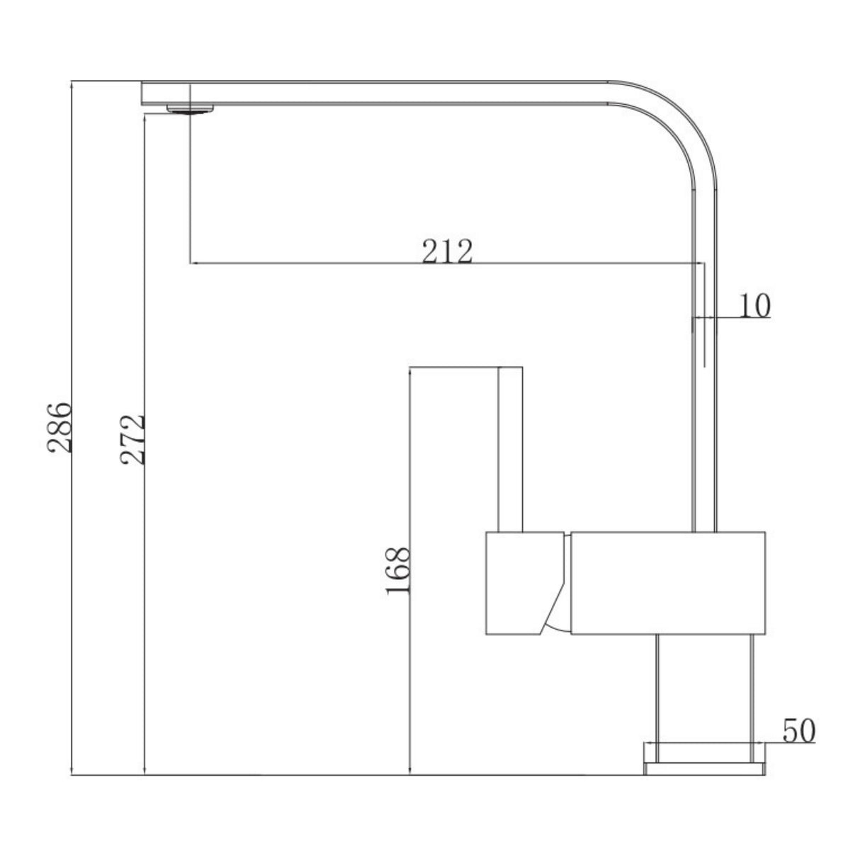 Technical Drawing with Dimensions for Alveus Laguna Monarch Kitchen Tap with Single Lever