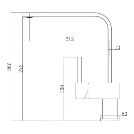 Technical Drawing with Dimensions for Alveus Laguna Monarch Kitchen Tap with Single Lever