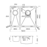 Technical Drawing with Dimensions for Rangemaster Cubix Stainless Steel Left