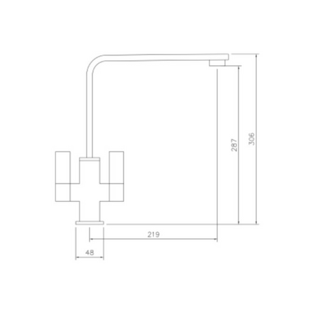 Abode Quantic L-Spout Kitchen Mixer Tap Dimensions Drawing