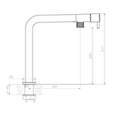 Technical Drawing with Dimensions for Abode Agilis L-Spout Tap With Single Lever