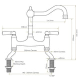Technical Drawing with Dimensions for Bidbury & Co Henbury Country Style Spout with Traditional Bridge Tap