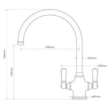 Bidbury & Co. Amesbury Kitchen Mixer Tap with White Tipped Lever Handles & Regal Aesthetic