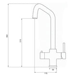 Technical Drawing with Dimensions for INTU 4OUR 4 in 1 Instant Boiling Water Kitchen Tap