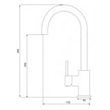 Technical Drawing with Dimensions for INTU Asprey 3 in 1 Instant Boiling Water Kitchen Tap