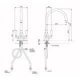 Technical Drawing with Dimensions for Triflow Concepts Original Livingstone Chrome Filtered Tap