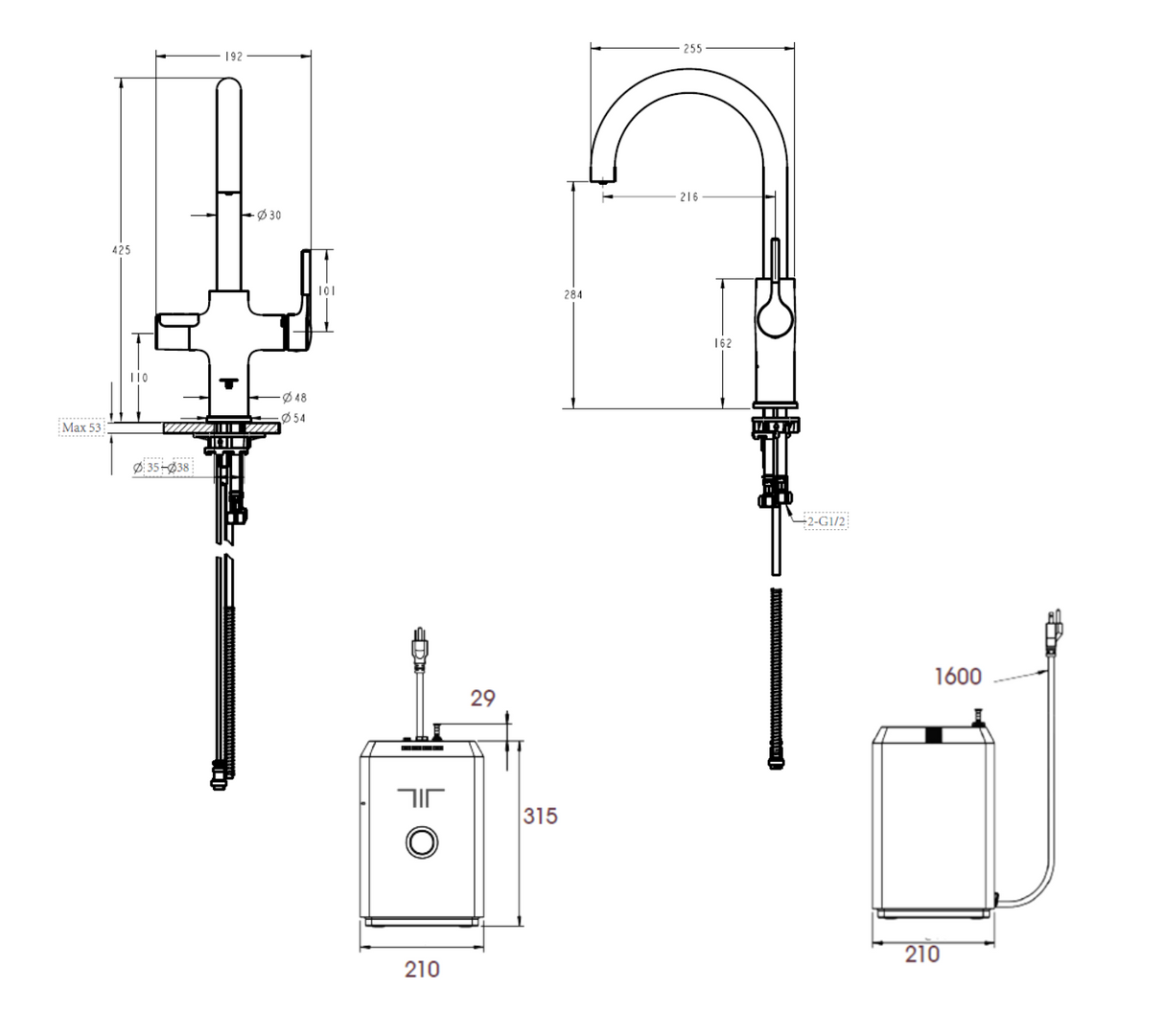 Triflow Concepts 4 in 1 Hybrid Pro Boiling Water Kitchen Tap with LED Touch Control & Cutting-Edge Design