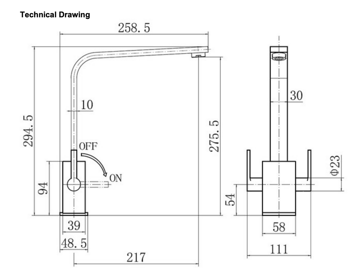 Rangemaster Kube Dual Lever Kitchen Tap in Contemporary Square Design