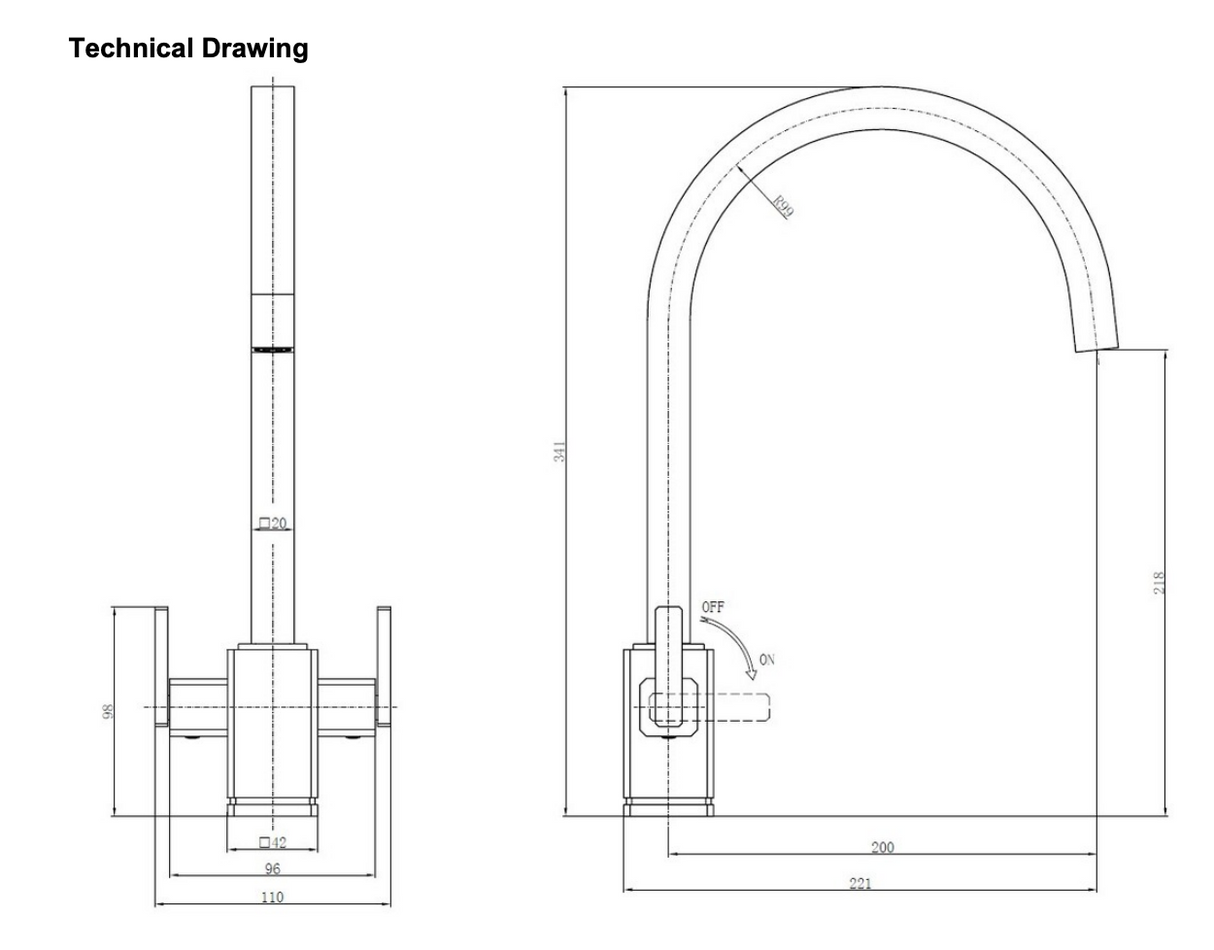 Rangemaster Quadrant Dual Lever Kitchen Tap with Contemporary Chrome Finish