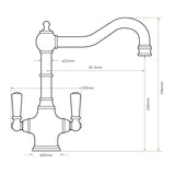 Bidbury & Co. Bickton Monobloc Kitchen Mixer Tap with Twin Lever Metal Handles