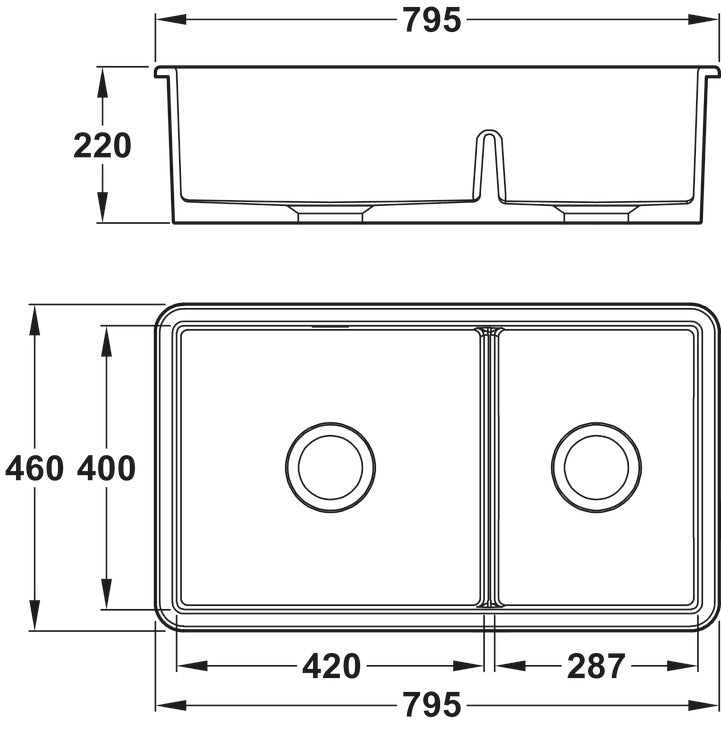 Abode Sandon Ceramic 1.75 Bowl Kitchen Sink in White